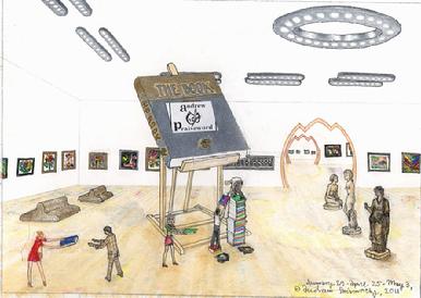 Andrew Praiseworthy. Find It in a Book. Illustration to the poem. Inks, colour pencils on paper. January 29 - May 3, 2011.